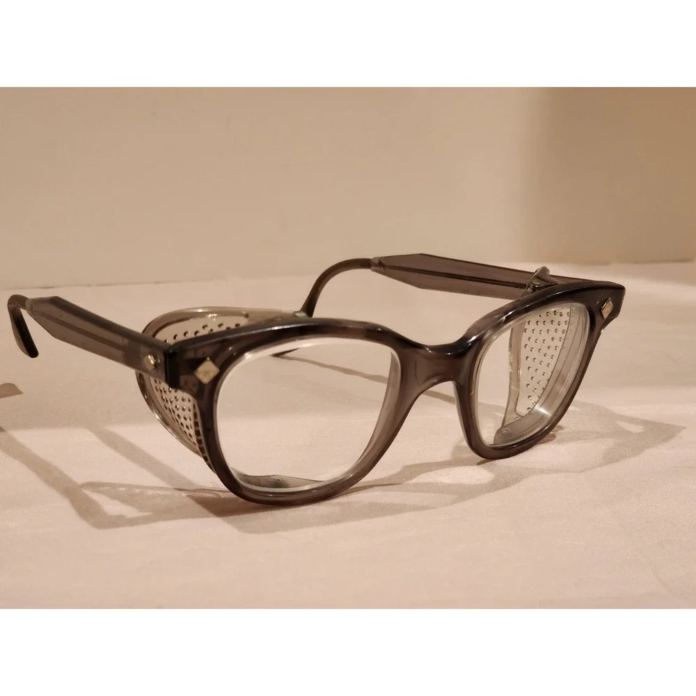 Vintage H.L. Bouton Co. Safety Glasses Bouton U-Fit Clear Lens Cable Temple Nice